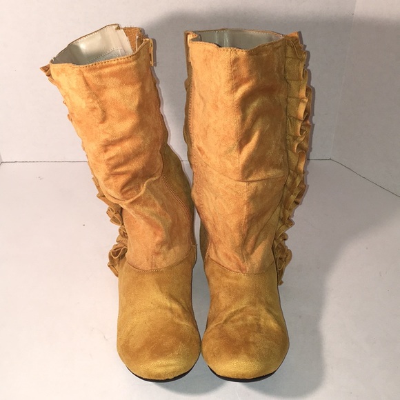 mustard suede boots